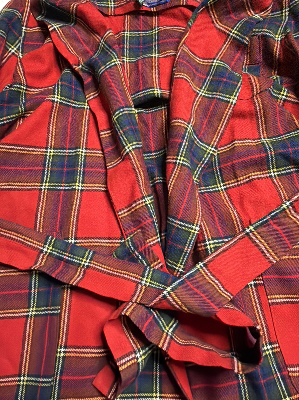 Pendleton Woolen Robe Plaid Medium Red Black Pure… - image 5