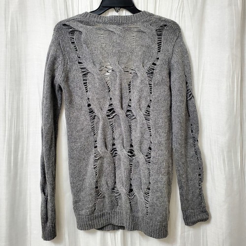 AG Adriano Goldschmied Women Gray Cardigan XS cable knit Mohair Wool oversized - Picture 3 of 10