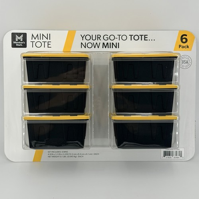 #ad #ad Members Mark Mini Tote Bins Teeny Tiny Storage Container Yellow Lid Lowes Lot 6 $28.97