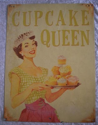 Cup Cake Queen Vintage Retro Stil Werbeschild Plakette Reproduktion