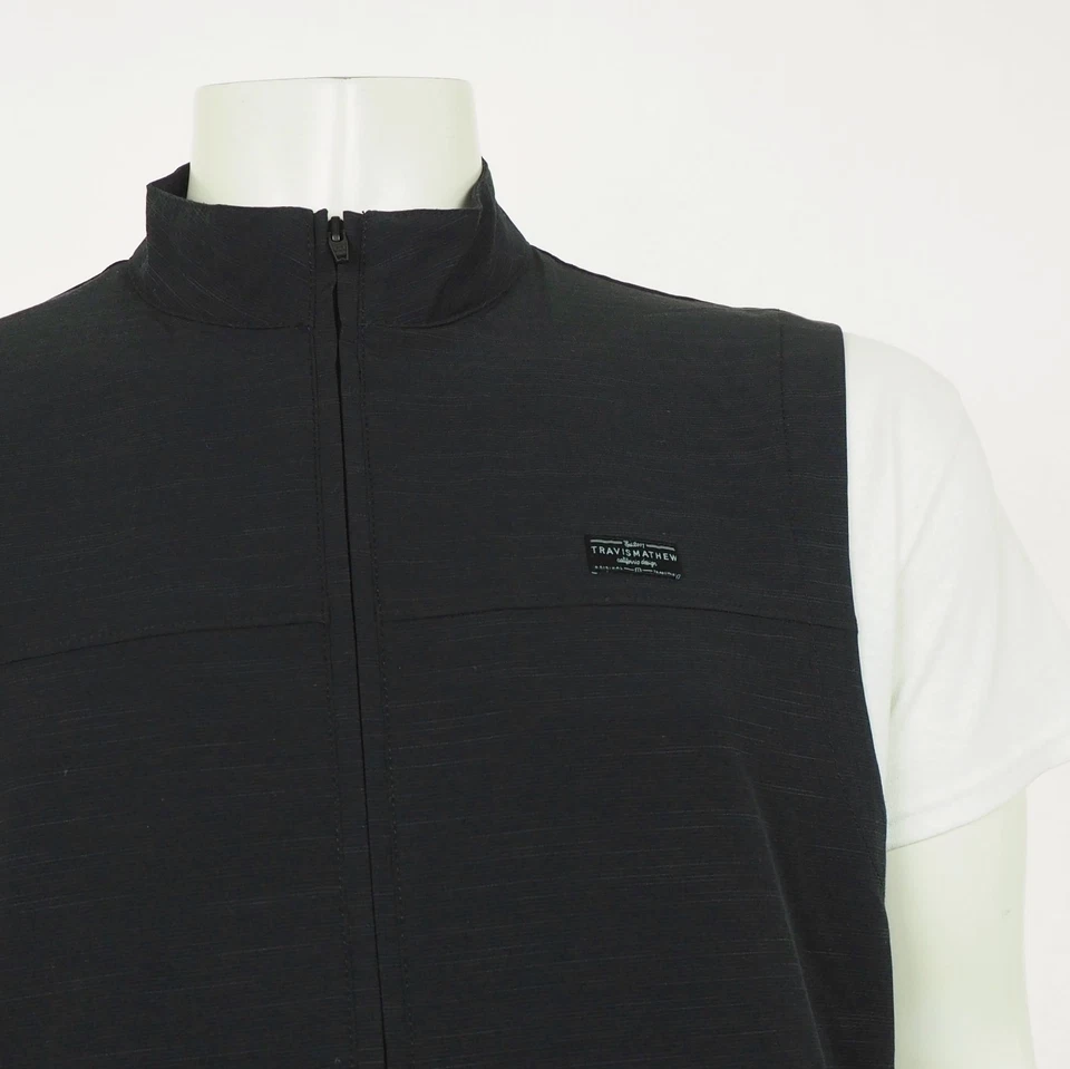 New Travis Mathew Full-Zip Jacket Vest Mens Large Heather Black Golf Pepsi Soda - Image 2 of 4