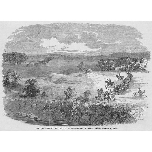 INDIA The Engagement at Keutee in Bundlecund - Antique Print 1859