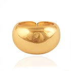 Chunky Ring Shine Gold Plated Statement Adjustable Ring Fancy Ring