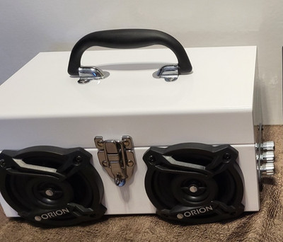 NEW Mini Toolbox Bluetooth Speaker. Runs off AC/DC OR power tool battery.