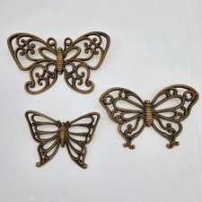 Vintage White Syroco Homco 70's Butterflies Wall Decor MCM Made In USA Set Of 3