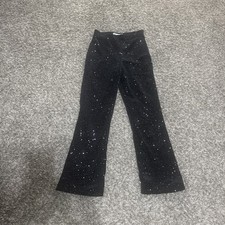 Zara Black Sequin Wide Leg Pants Women's Size 2 Party Concert Sparkle Trousers
