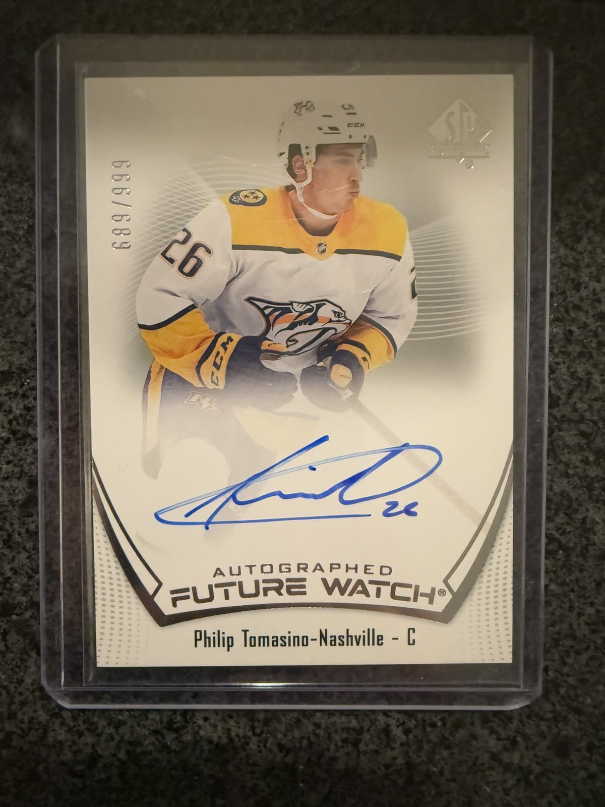 2021-22 SP Authentic Philip Tomasino Auto RC Future Watch 689/999 Predators