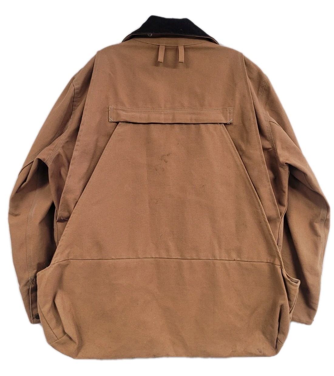 VINTAGE CARHARTT HUNTING JACKET CANVAS GAME POCKET CORDUROY COLLAR CU256 SZ LRG thumbnail 2