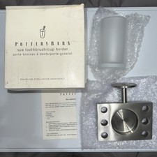 Vtg Pottery Barn Outlet Montgomery Wall Mounted Toothbrush Cup Holder Stainless