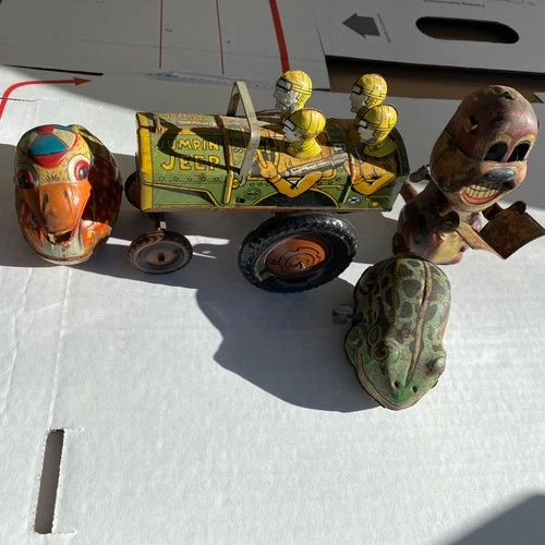 Vintage Marx Jumpin Jeep Military Tin Litho Wind-up Toy And then some!!! Lot!