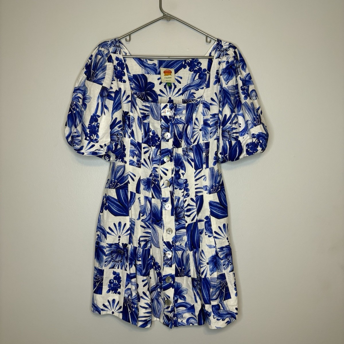 farm rio off white garden tiles mini dress Off-White Garden Tiles Plaid Mini Dress FARM Rio