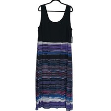 VINCE CAMUTO Miami Blues Purple Black Purple Stripe Sleeveless Maxi Dress 3X NWT