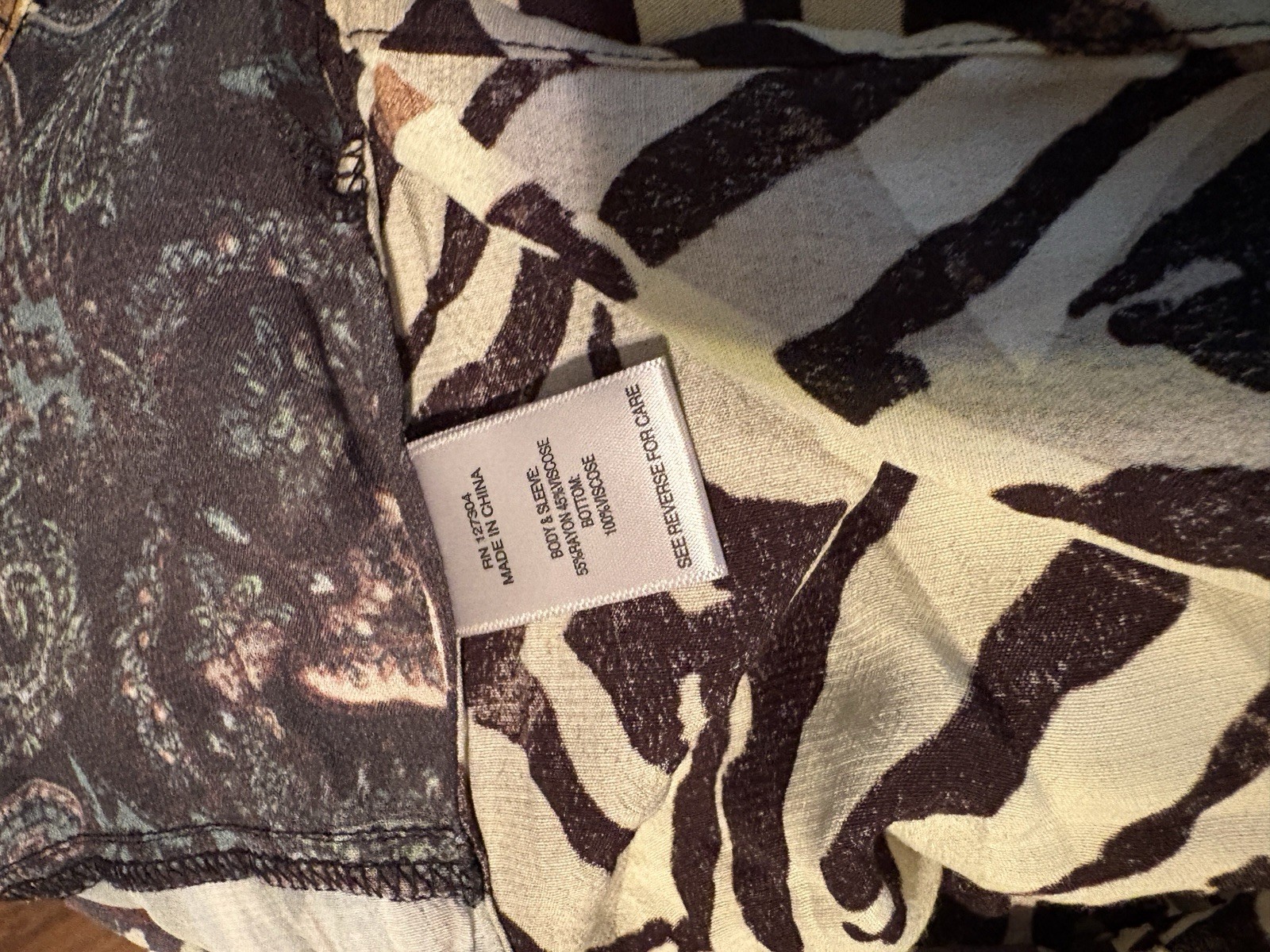 John Mark Patchwork Bird Zebra Print Button Down … - image 4