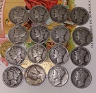 US Silver Coins Lot Mercury Dimes (16) Total
