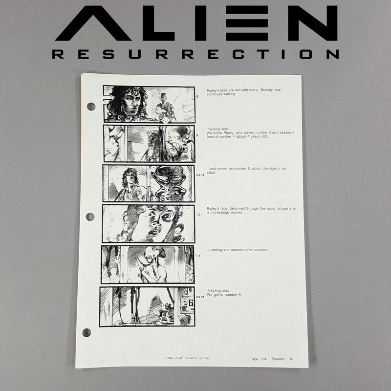 Image 13 of Alien: Resurrection - Production Used Storyboard, Alien Cloning Area, Ripley COA