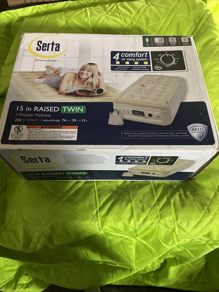 Serta 15-inch Raised Twin Air Mattress with Built-In Pump and Automatic Shut-Off - Image 2 of 2