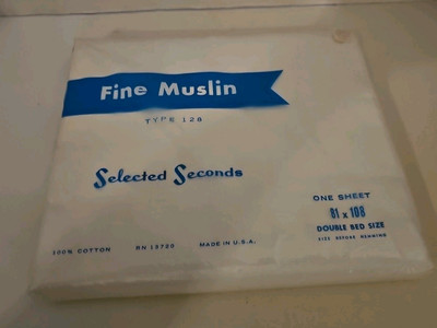 Vtg New Selected Seconds Double Bed Sheet-Fine Muslin-100% Cotton-81x108-Estate