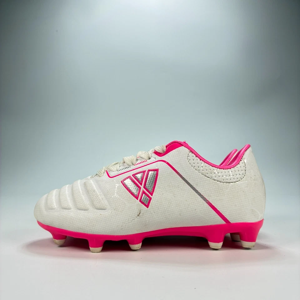 Zapatos deportivos de fútbol para niños Vizari Avalon FG blancos rosas botines juveniles talla 10 Foto 4 de 4