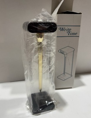 Write Time Gold Pen Digital Desk Clock New in Box   Retro Executive Gift