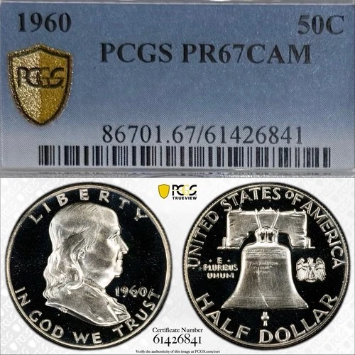 1960 Franklin Half Dollar PCGS PR67CAM Silver Proof Coin 50C Gold Shield Secure