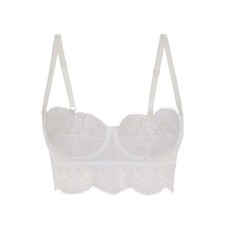 DOLCE&GABBANA Women Bra Balconette Underwire Chantilly Lace Silk White XL RRP386