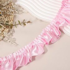 11 Yards 3D Pleated Chiffon Lace Trim 2" Sewing Fabric Trim Pink