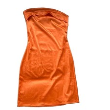 Women’s Orange Satin Dress Elegant & Stylish Cocktail Party Dress for Women M