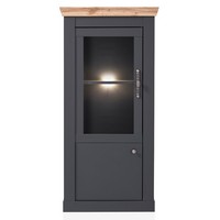 Vitrinenschrank Schrank Vitrine Eiche Anthrazit 2 TüRig Beleuchtung Landhaus