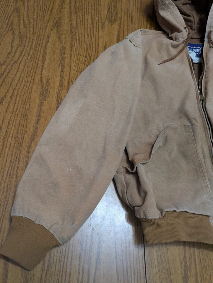 Jaqueta Big Smith de lona com capuz zíper completo - Vintage e desgastada - Grande - Imagem 3 de 4