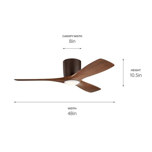 Kichler 300032 Volos 48" 3 Blade Hugger Indoor Ceiling Fan - Wall - Black - Picture 4 of 7