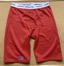 Vintage Russell Spandex Compression Shorts XXL Mens Made In USA Shiny Red RARE