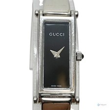 GUCCI 1500L Donna Acciaio Inox Quarzo Rettangolare Quadrante Nero