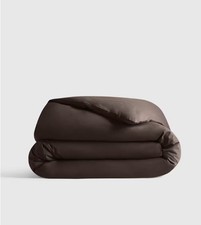 NEW QUINCE ORGANIC CRISP PERCALE DUVET COVER KING CAL KING ESPRESSO