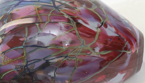 Tim Lazer 1998 extra große 14" große blau lila gold Studio Kunst Glas Vase - Bild 13 von 16