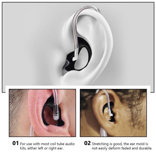 3 Pairs Silicone Earplugs Piece Mould Acoustic Coil Tube Earpiece - Afbeelding 12 van 12