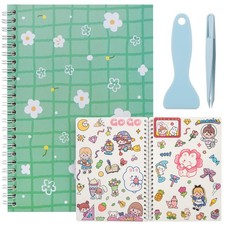 SUNEZLGO Reusable Sticker Book - 60 Sheets, Collecting Album, Green