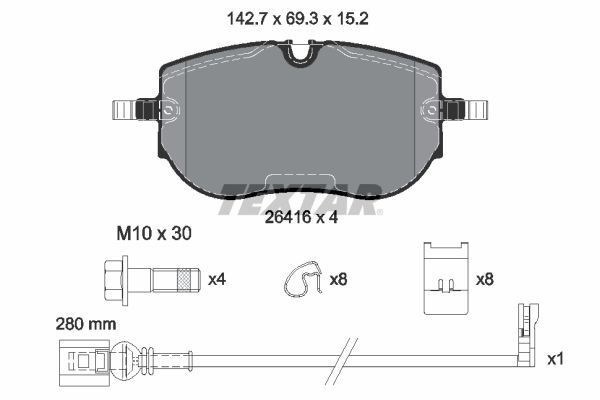 Textar Bremsbelagsatz, Scheibenbremse 2641601 FüR Audi Cupra Skoda VW-image