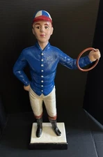 Equestrian Cast Iron Horse Lawn Jockey Table Top Statue Figure Table Top Blue