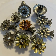 10 Antique Fluted Tin Clip-on Candle Holders For Christmas Tree  2” From Germany