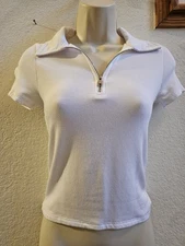 Bleusalt White Zip Polo Size 0(XS-S)