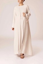 Veiled Collection Isabella Open Abaya - Oat Milk Sz Small
