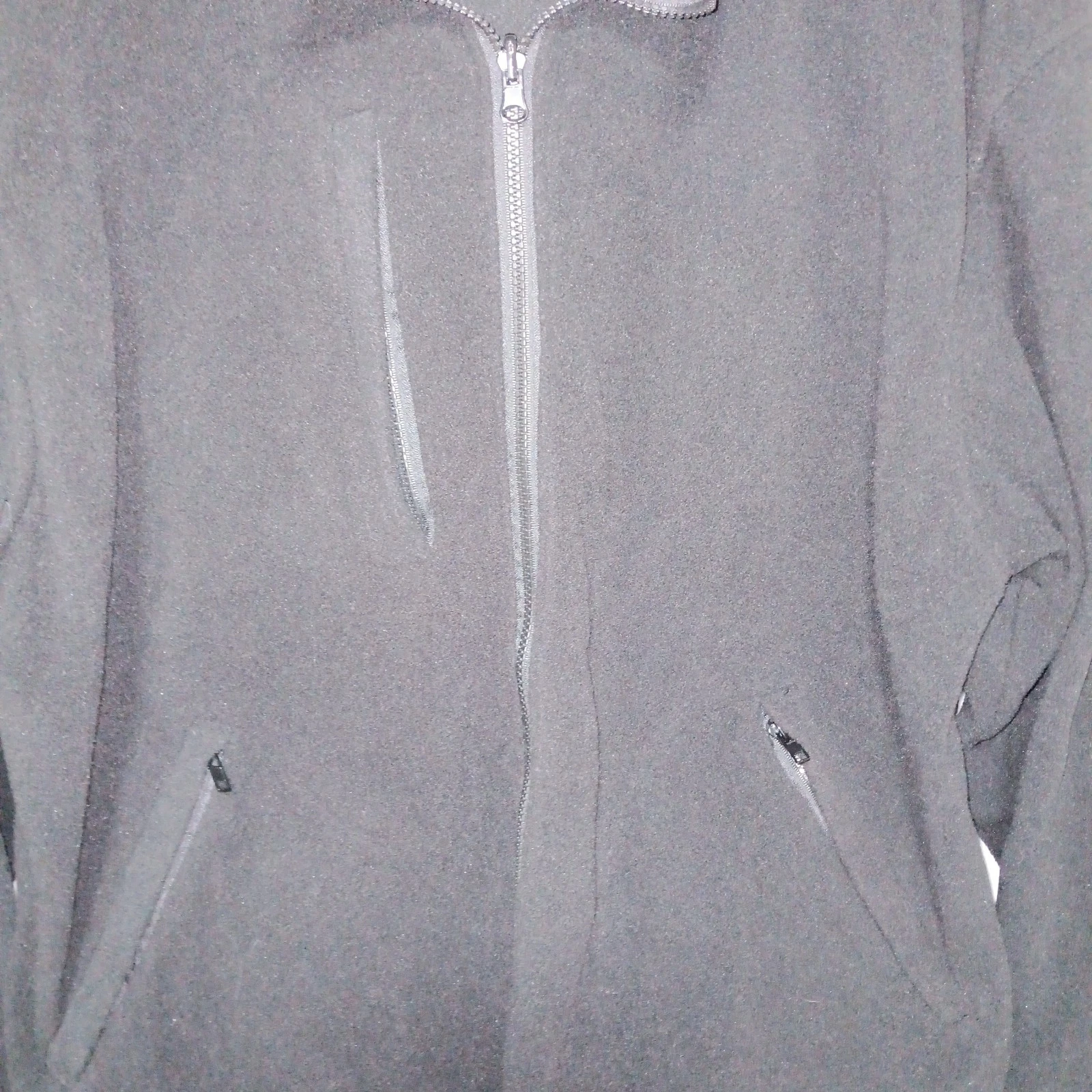 Radwear Black Fleece Jacket Size Large Full Zip Black Pockets EUC image 2