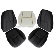 For 2007-2014 Chevy Silverado GMC Sierra Front Seat Cover & Driver Foam Black