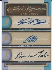 2012 MLB Baseball Sp Triple Signatures Edition UD #SD12 BLANKS KELLY TATE 