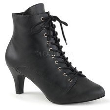 Black Lace Up Vintage Granny Ankle Boots Witch Flapper Girl Womans Shoes 9 10 11