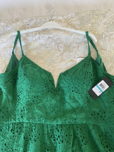 NWT Guess Green Eyelet Midi Sundress Size 16 - Picture 3 of 7