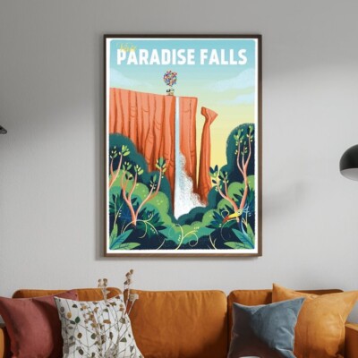 Visit Paradise Falls Poster retro Vintage  No Frame Home Decoration