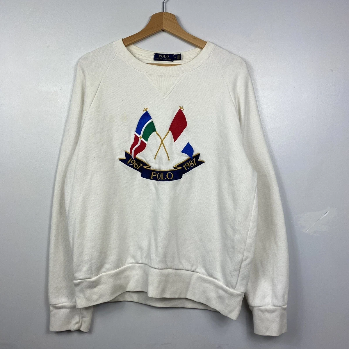 Polo Ralph Lauren Sweatshirt Jumper, Cross Flags, Rare Stadium CP93, Mens  Medium | eBay