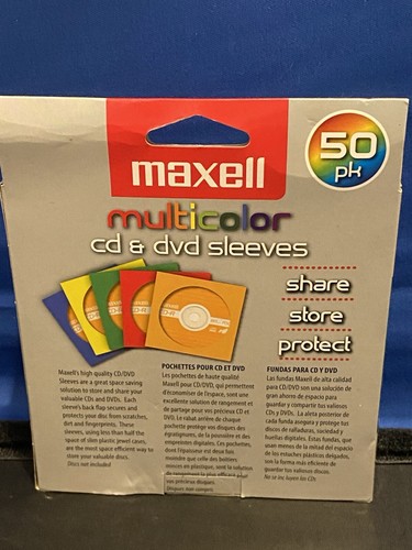 Maxell Cd and DVD Paper Sleeves Multicolor 50 Count - Picture 5 of 10