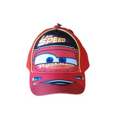 Cute red cap with a CARS figure for a boy.
